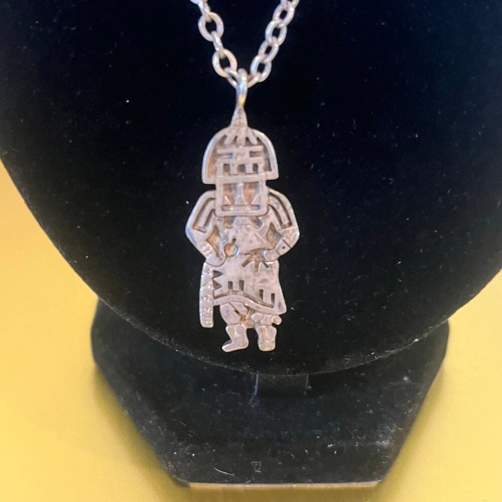 Authentic Handcrafted Katchina Dancer Native American Hopi 925 Necklace/Pendant